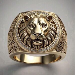 18k gold plated Lion Head Ring size 11🤎